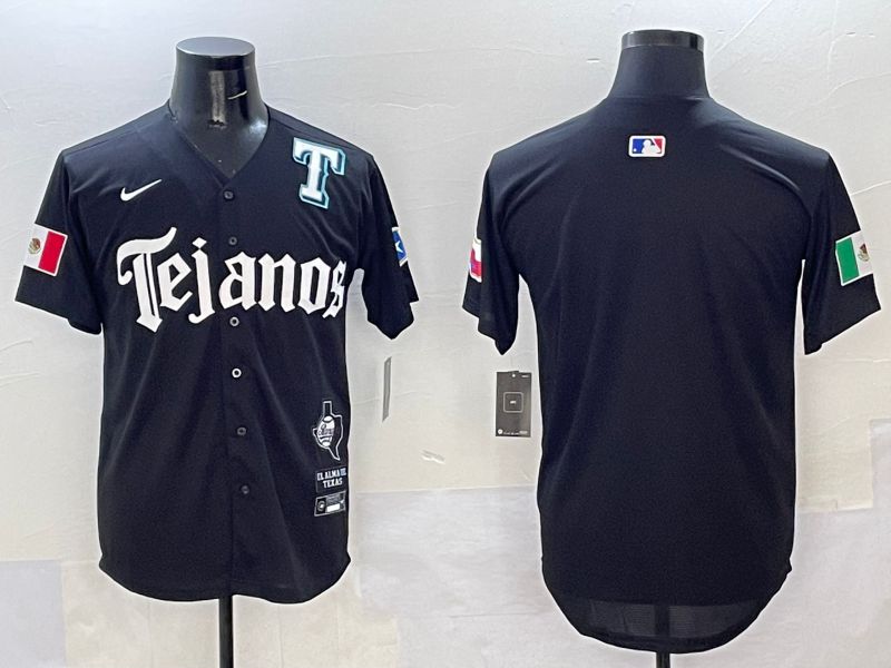 Men Texas Rangers Blank Black Five generations Joint Name 2025 Nike MLB Jersey style 2->texas rangers->MLB Jersey